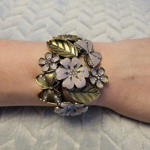 Vintage Enameled Hinged Cuff Bracelet